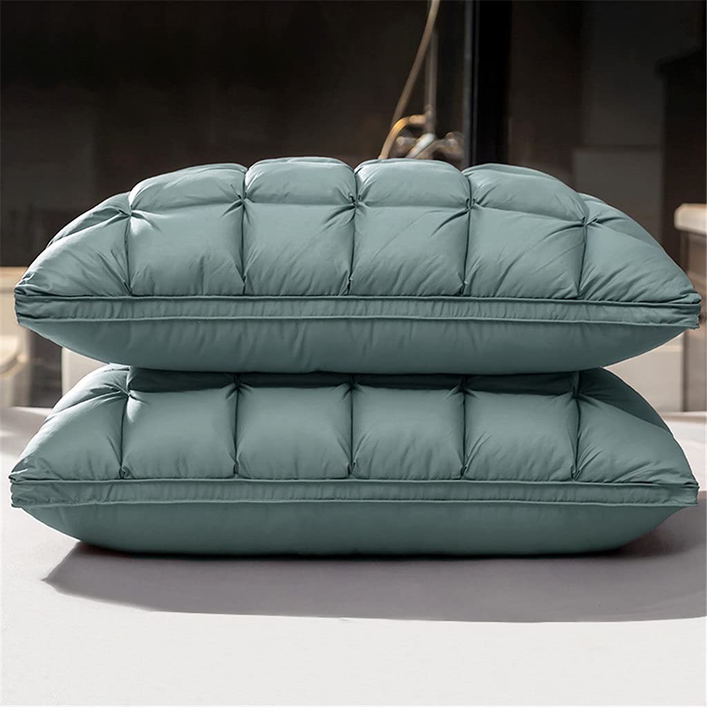1 Pair 3D Bread Goose Down and Bed Pillows for Sleeping Cotton Cover with Natural Filling King Queen