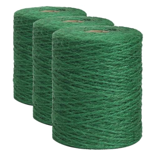 Image of Vivifying Garden Twine, 656 Feet 2mm Green Plant Ties, Strong Jute Twine String for Climbing Plants, Tomatoes, Floristry, Crafts (Pack of 3)