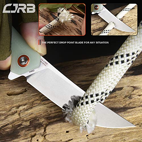 Image of CJRB Gobi Folding Pocket Knife with 3.5'' AR-RPM9 Steel Blade, Tactical Knife with G10 Handle for EDC Outdoor Survival Camping Hunting (J1906 Natural Green)