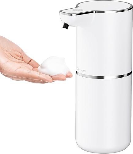 Senyan - Dispensador automático de jabón espumoso, dispensador de jabón eléctrico sin contacto, mejorado de 4 niveles ajustables, jabón de manos de