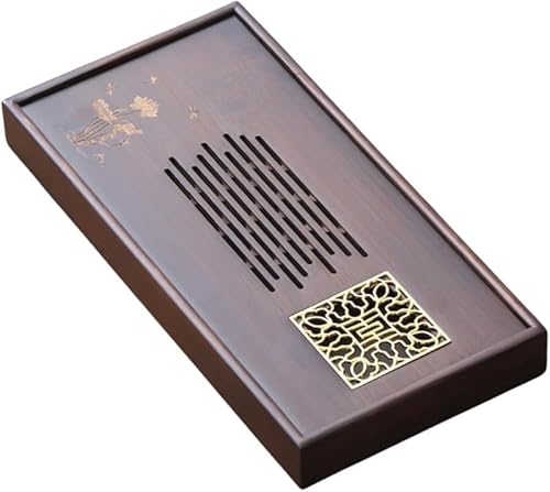 Rutexc 竹製ティートレイ 大型 水貯蔵機能付き 茶道具セット用トレイ 家庭用 ティーテーブル オフィス来客用 中国茶 コーヒーサービングトレイ ギフトにも最適