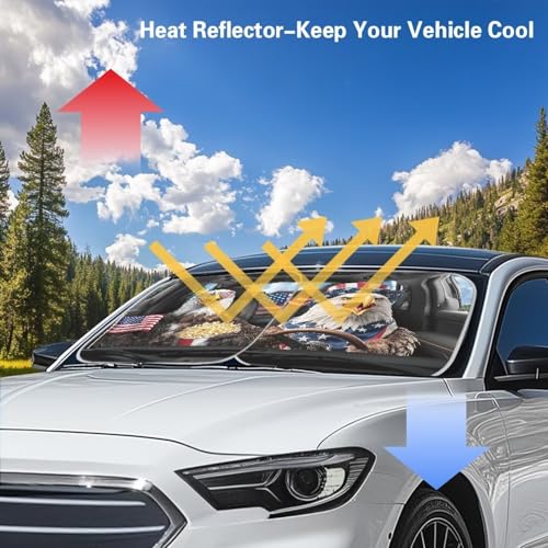 Image of Independence Day Eagles Car Sun Shade Windshield Foldable Removable Automotive Accessories Auto Interior Protector Reflect UV Sun and Heat and Protect Your Car