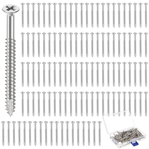 Image of 200 Pack Satin Nickel Wood Screws #9 Extra Long Heavy-Duty Hinge Screws for Doors, Cabinets, Furniture & DIY Projects (2 1 /4 Inch,Sliver)