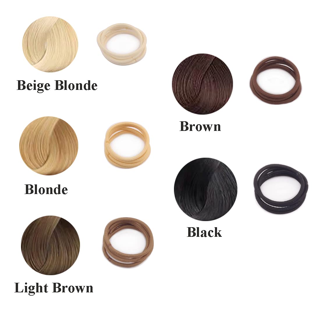 Corbatas para el pelo de bebé Niñas sin metal, gomas para el pelo (2 mm x 2,5 cm), color negro