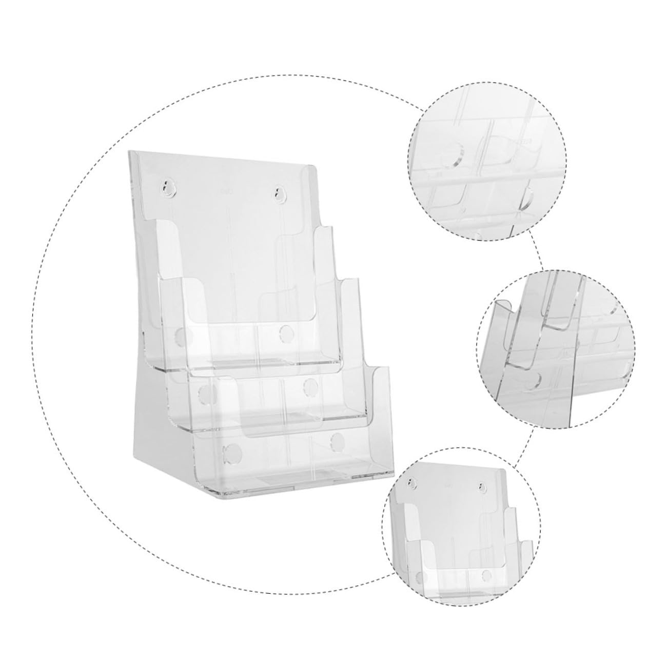 Angoily Organizzatore di Documenti da Scrivania Acrilico Trasparente a 3 Livelli, Portadocumenti e Porta Riviste per Ufficio, Supporto Compatto 245x160x320mm per File e Brochure