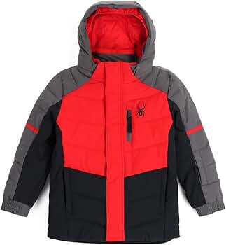 SPYDER フード付きジャケット 赤/グレー Amazon.com: Spyder Boys Impulse Synthetic Down Ski Jacket