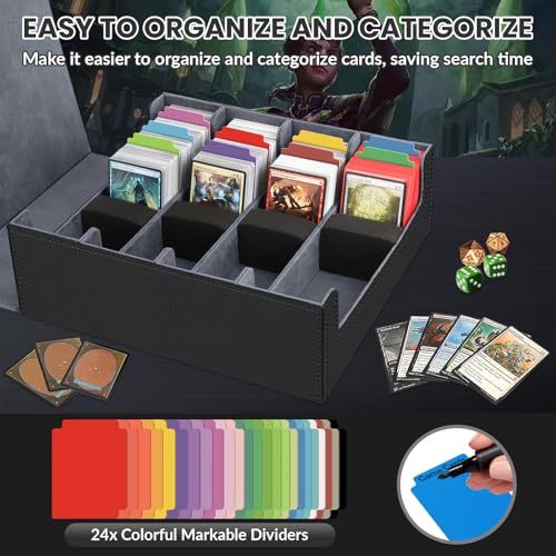 Image of AOBOPLE Trading Card Storage Box,3200+ Card Box Storage with 24 Dividers and 4 Foam Supporters PU Leather Magnetic Cards Deck Case for MTG TCG Magic and Sport Cards,Great Gift for Card Collectors