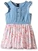 Calvin Klein Little Girls' Denim Dress with Crinkle Georgette Skirt, Blue, 6
