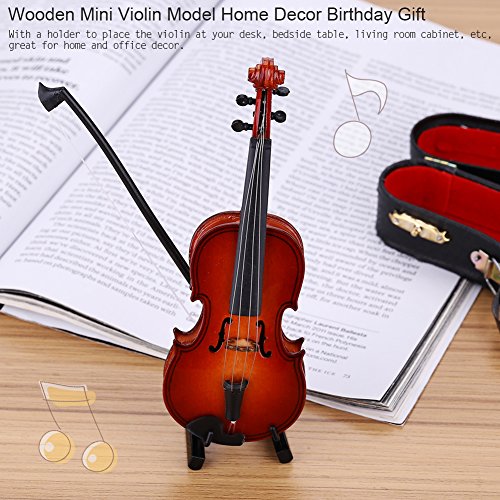 Miniatura Instrumento Musical Mini Expositor de Violino Decoração de Casa de Bonecas Infantil
