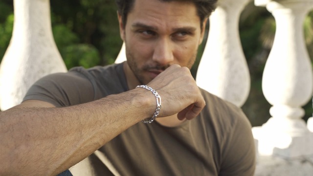Pulsera de plata 925 italiana Figaro 7mm para hombres miniatura 6
