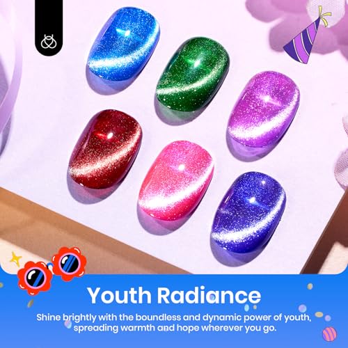 Image of Beetles Cat Eye Gel Nail Polish Set, 6 Colors Cat Eye Glitter Gel Polish