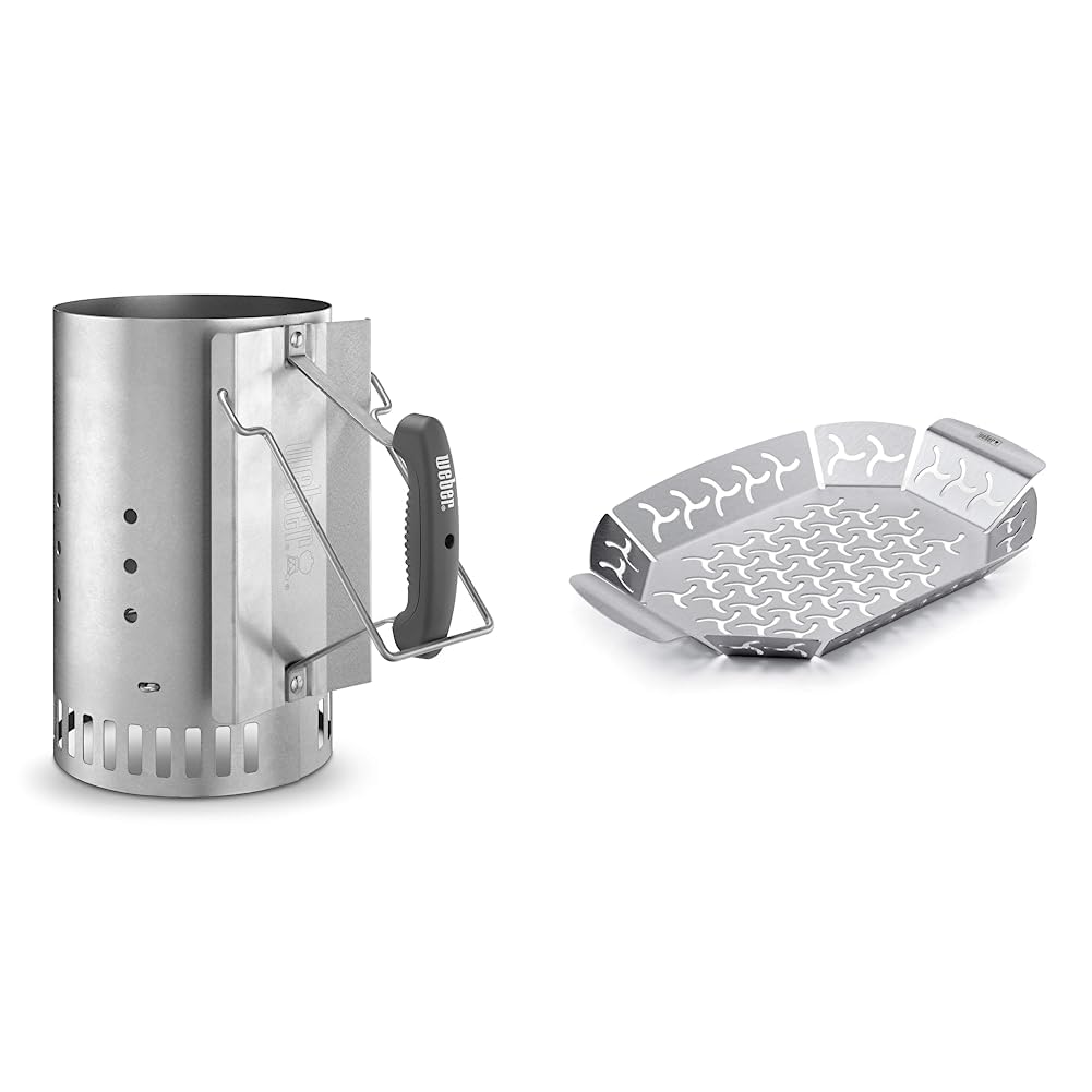 Weber 7416 Anz ndkamin Rapidfire, Grillen mit Kohle, Anz nden, 19 x 19 x 30.5 cm & 6677 Medium Original Grill Basket