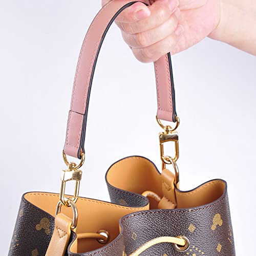 Image of Genuine Leather Plain Strap Replacement Top Handle Leather Strap for Handbag (Pink, 14.5 in)