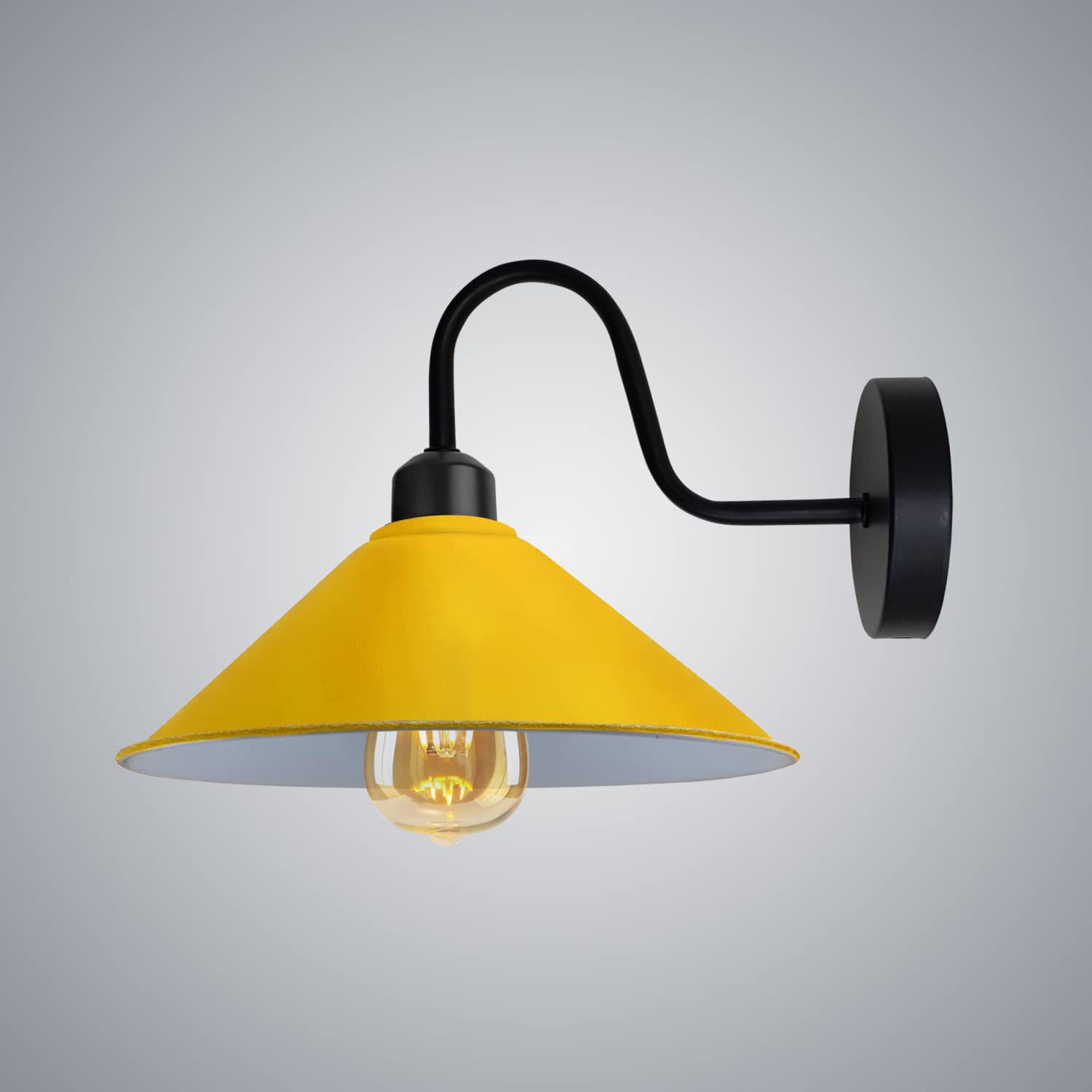 DC VOLTAGE Vintage Swan Neck Wall Sconce with 22cm Metal Cone Shade Rustic E27 Base Wall Mounted Lighting Fixture for Bedroom Living Room Corridor Hallways Restaurant