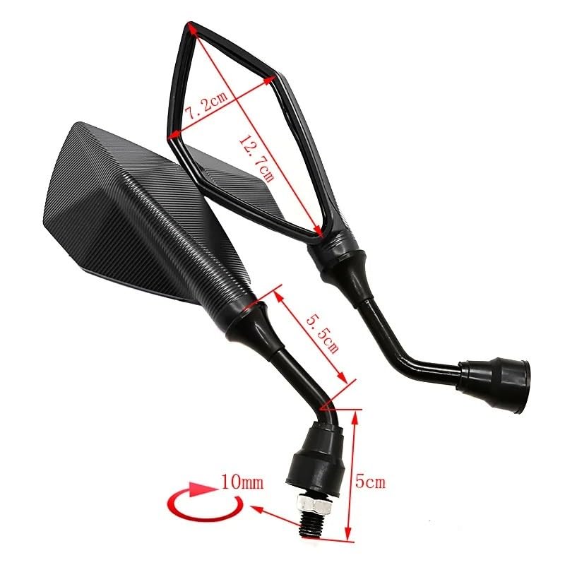 Espejo retrovisor motocicleta M10 con visión angular auxiliar de marcha atrás 2
