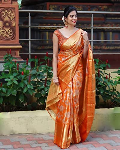 Anjaneya Sarees Kanjivaram Designer Banarasi Silk Saree With Blouse - Image 2