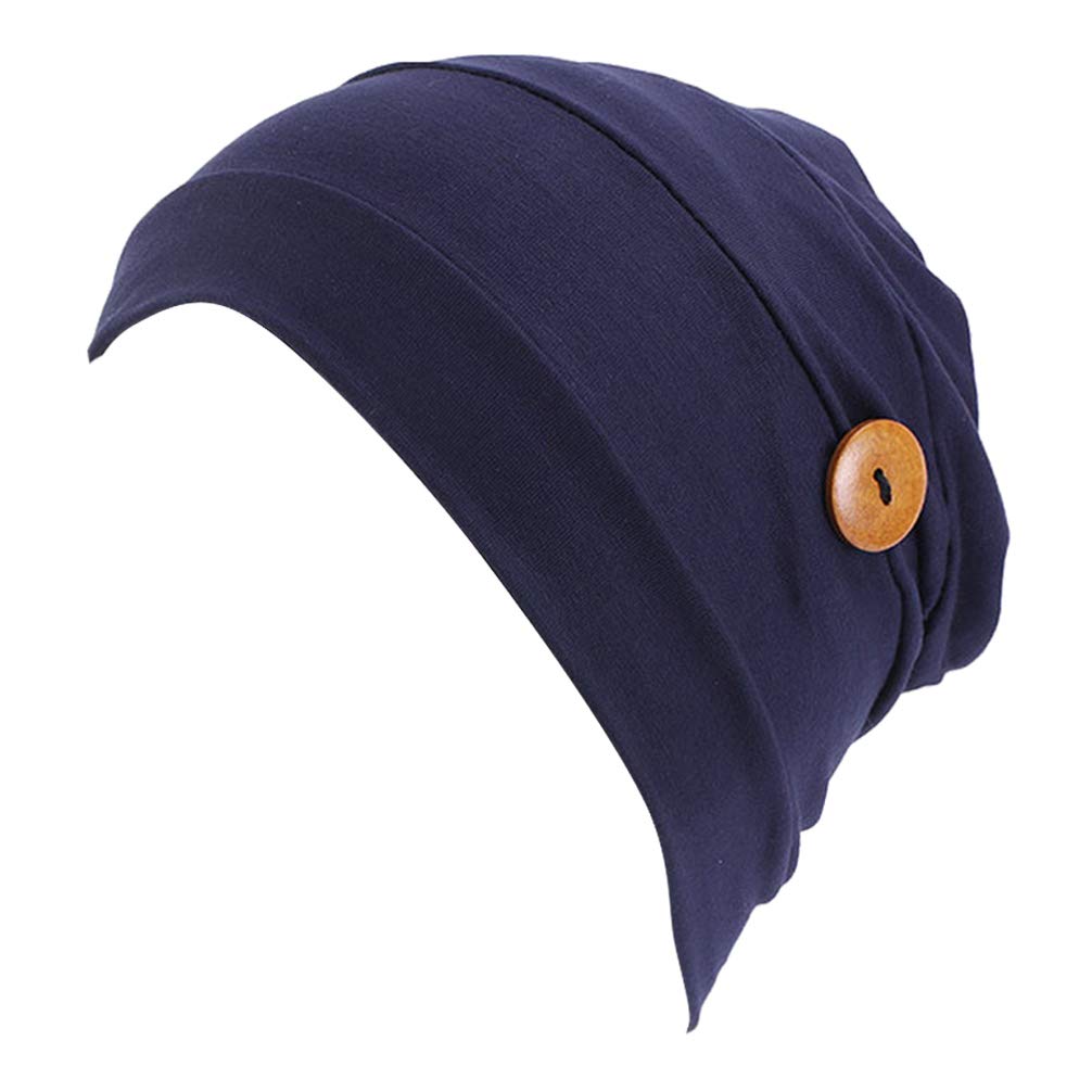 Kesyoo Girls Navy Surgical Scrub Cap Medical Turban Cap Scrub Hat Doctor Cap Surgeons Cap With Buttons For Hospital Doctor Nurse (Face Cover Not Included)