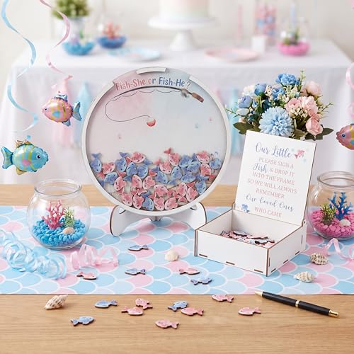 AceOrbit 63 Pcs Gender Reveal Tree Guest Book Boy or Girl, Fish by AceOrbit - Used condition - Image 6