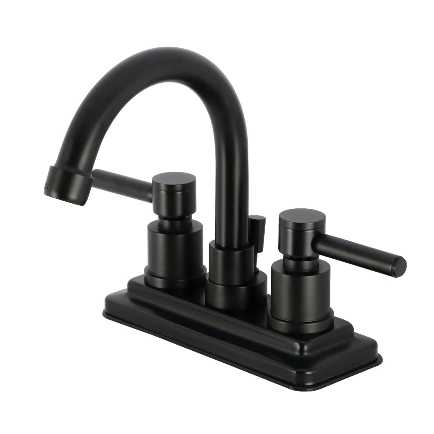 Robinet de salle de bain noir mat Kingston Brass mitigeur laiton 10.2 cm avec bonde pop-up