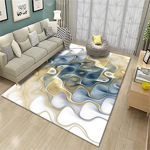 Tapis de jardin extérieur et salon lavable blanc bleu pour espace de jeu enfant