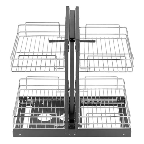 Organizador Extraíble para Esquina Ciega para Armario de 31'/35', Compatible con Apertura Izquierda y Derecha, Apertura Mínima de 15', Cesta Extraíble de 2 Niveles, Montaje Inferior 800mm(31in)