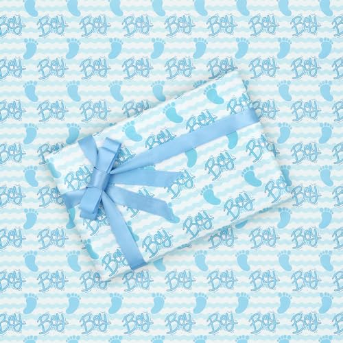Papier cadeau fête prénatale garçon 49,8x69,8cm pour anniversaire de nouveau-né