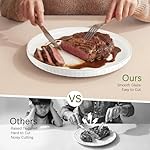 Stoneware Dinnerware Sets Service for 4, 12 pcs Reactive Glaze Plates and Bowls Sets, Embossed Boho Ceramic Dish Set, Highly Chip and Crack Resistant Farmhouse Plate Set, Ivory White - Image 5