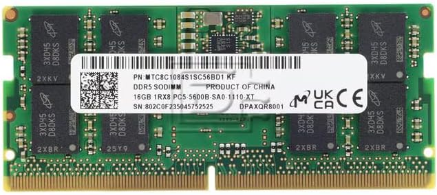NewMicron MTC8C1084S1SC56BD1 16GB DDR5 1Rx8 5600MHZ 262-Pin SODIMM Laptop RAM Memory ModuleOEM