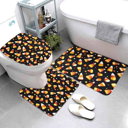Ensemble tapis de bain Halloween maïs de bonbons pack complet 3 pièces lavables