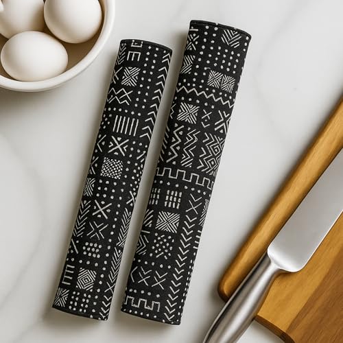 Image of WWW.THROWPILLOW.IN Fridge Handle Covers, Set of 2|Mud Cloth Printed Washable Fridge Handle Cover for Lg Samsung Fridge Refrigerator Door Handle Cover Kitchen Decor, 2 Piece
