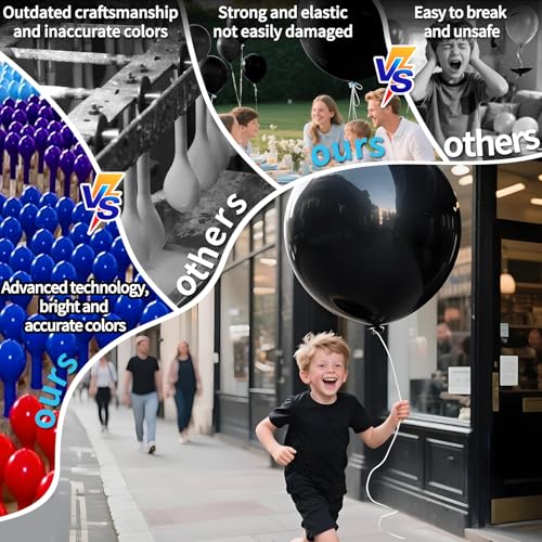 Image of Black Big Balloons 32pcs, 18 Inch Large Latex Giant Heavy Duty Balloons for Birthday Wedding Baby Shower Decorations