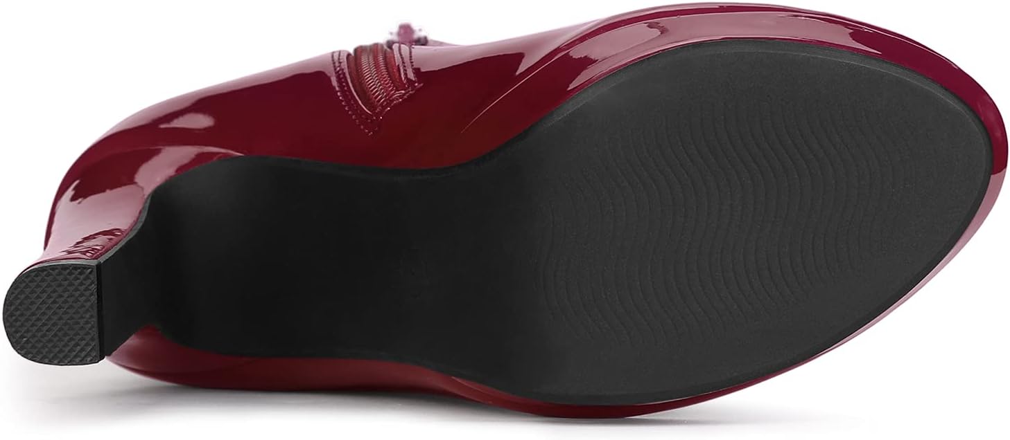 Allegra K Women's Platform Round Toe Chunky Heels Over The Knee High Boots