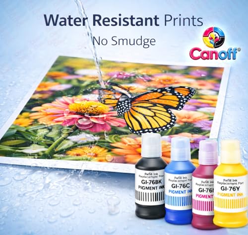 Image of CANOFF GI 76 Pigment Refill Ink Compatible Ink Bottle Replacement for Cano:n MAXIFY GX7050 GX6050 GX5050 GX4050 GX3050 Printers Pigment Ink for Sharp Prints