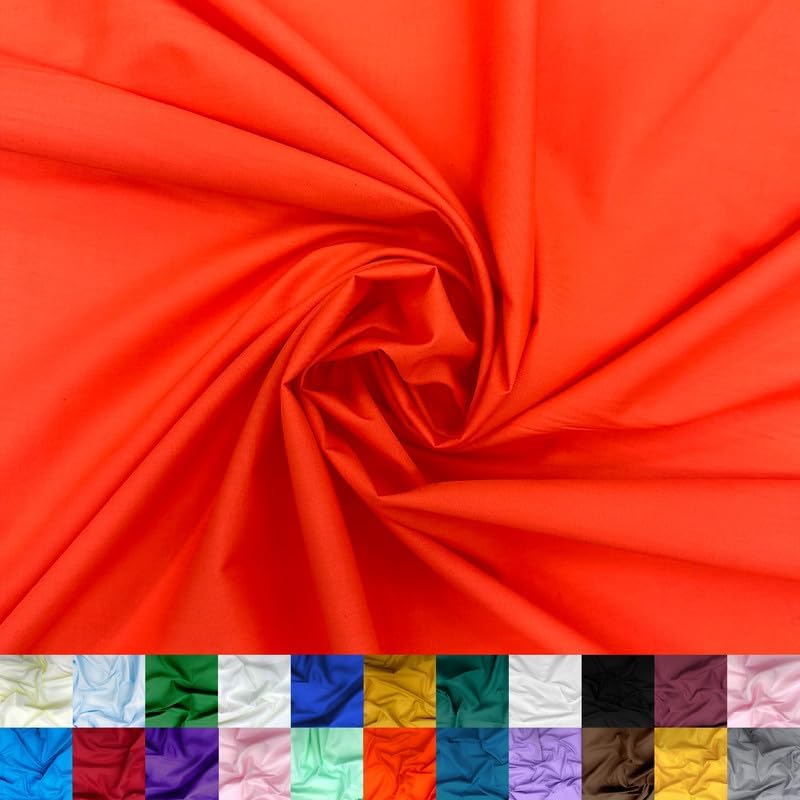 Ice Fabrics Cotton Polyester Broadcloth Fabric by The Yard - 60" Wide Soft & Breathable Broadcloth Fabric for Sewing - Perfect for Apparel, Bedding, Curtains and More - Orange - 7 Yards