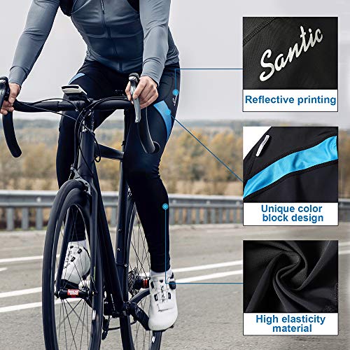 Santic Calça masculina de ciclismo acolchoada respirável para ciclismo legging masculina de compress