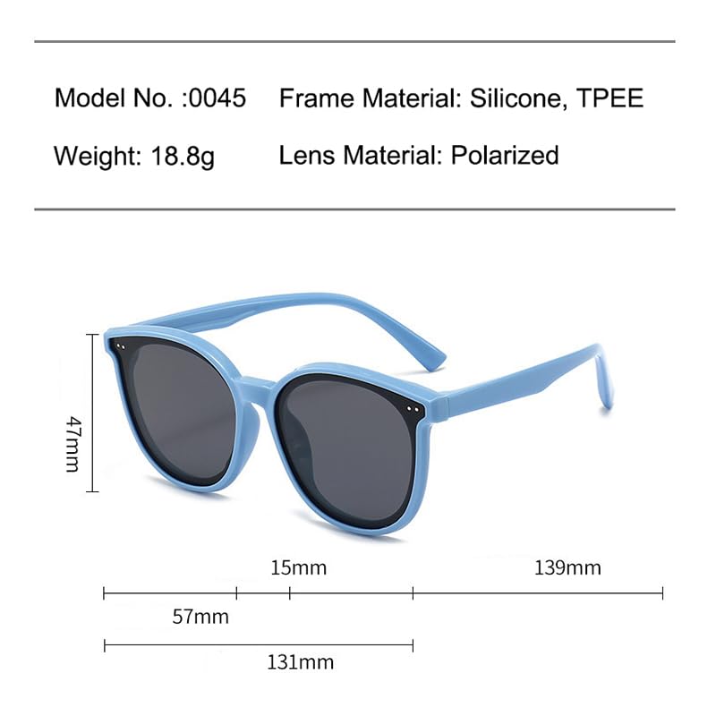 3-12 Years Kids Polarized Sunglasses Boys Girls Cool Soft TPEE Frame Cat Eye Design Fashion Sun UV400 Protection Oval Glasses （Black4