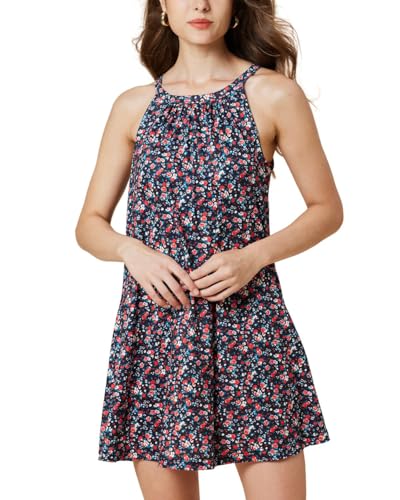 Image of ANYFITTING Summer Dress with Built in Bra Casual Beach Sundress Flowy Halter Mini Short Dresses for Women 2026