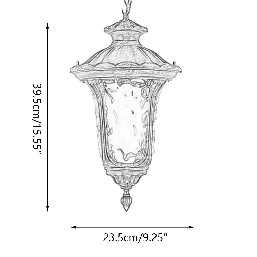 lampy wiszące do użytku na zewnątrz, Czarne wykończenie ze szkłem z ziarnistym, lampa zewnętrzna na werandę