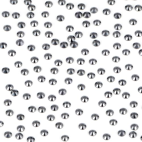 Image of Bymitel Hotfix Crystal Rhinestones Round Gems Iron on DIY Jewelry Making Flat Back for Crafts,Jet Hematite, 1.3mm(SS3 /2880pcs)
