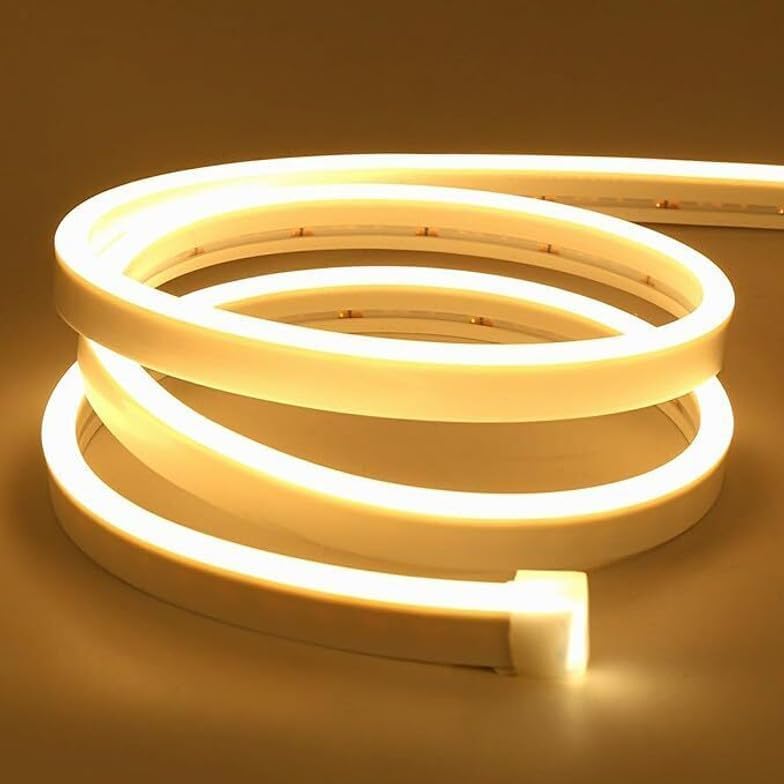 V.E.S.P.A 16.4 Feet Neon LED Strip Lights, with 12V Adapter, Waterproof IP65, Silicone Flexible Rope Light for Wall Décor | DIY Name Signs | Neon Lights | Strip Lights | 5 Meter | (Warm White)