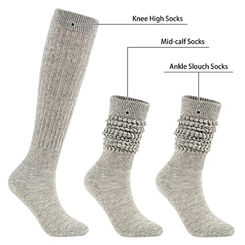 Image of Zando Slouch Socks for Women - 80s 90s Knee High Scrunch Socks Soft Long Stacked Boot Sock Warm Winter Sock Daily Wear