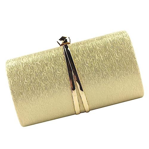 Pochette de soirée en cuir PU or au fini raffiné et chaîne dorée