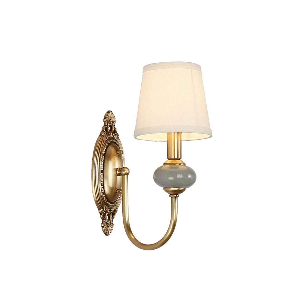 HPTHLY Wall Mounted Light Wall Lamp Creative Copper Ceramics Wall Lamp,Brass Wall Light Bedroom Bedside Sconce E14 For House, Bar,Restaurants,Coffee Shop,Cl