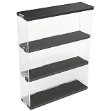 DuvinDD Acrylic Display Case for Collectibles, Wall Mounted Funko POP Shelves, Clear Figure Display Case with Sliding Door, Dustproof Hot Wheels Storage Box, Black(11.8x3.3x14.8inch) Black Wood-plastic top and bottom 3-shelf (Wall-mounted)