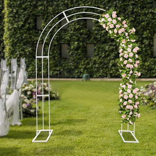 Arco de jardín de Metal Resistente para Plantas trepadoras. Pérgola Grande para Bodas con diseño de Hierro Curvo. Decoración para Ceremonias al Aire Libre. 200 x 230 cm (Negro) (Blanco 120 x 220 cm).