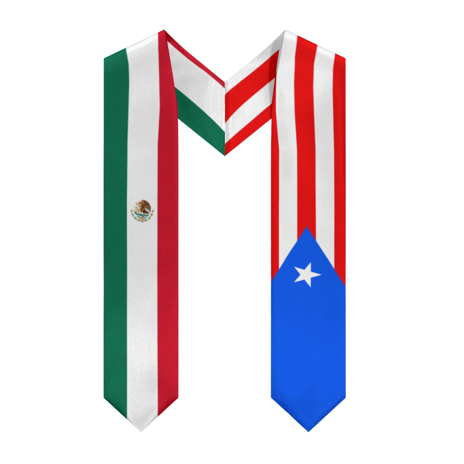 Generic Mexico Mexican Puerto Rico Flag Graduation Stole Scarf Shawl Sash for Men Women Abroad Student International Study Graduate Gift Unisex