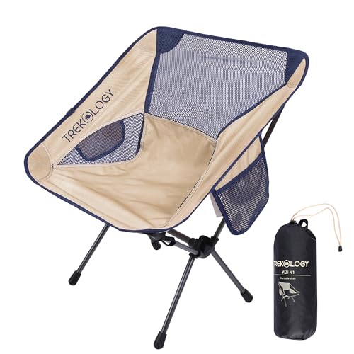 TREKOLOGY Chaise Plage Pliable Portable - Chaise Pliante Camping Ultra Legere Supports 135KG - Mini Exterieur Fauteuil Camping Pliable Confortable Siege pour...