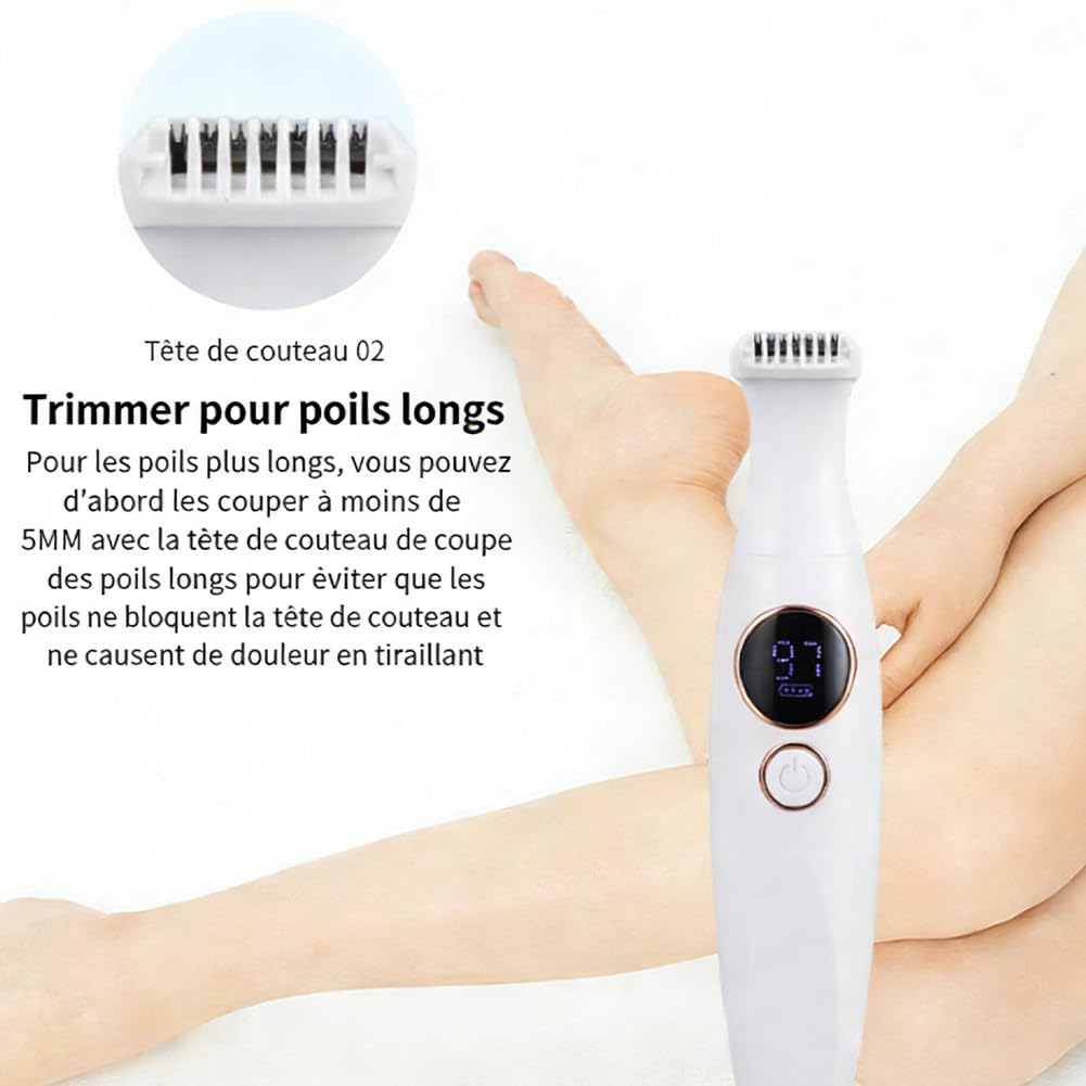 Rasoir Femme 5 En 1, Rasoir Electrique Femme 5 En 1 Etanche, Sec Et Humide Ipx7, Pour Corps, Aisselles, Bikini, Sourcils Et Nez (Blanc)
