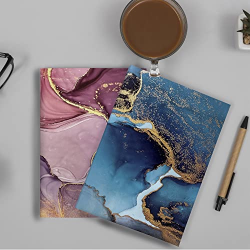 Classeur marbre rose et bleu de qualité supérieure avec accessoires