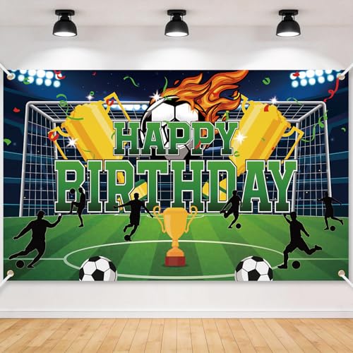 Telón de fondo para fiesta de cumpleaños de fútbol 72.8 x 43.3 in miniatura 1